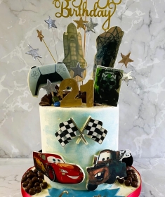 21-birthday-cake-with-Disney-cars-and-personal-tattos-