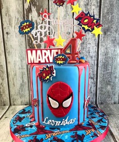 Spiderman-drip-birthday-cake-