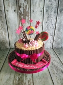 chocolate birthday cake with chocolate decorations