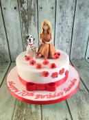 woman and dog birthday cake
