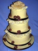 chocolate wedding cake with ruffles  and truffles