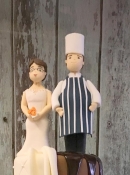 hand made sugar cake topper tradition bride and chef groom