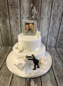 2 tier photo wedding cake