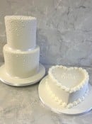 sweet heart single tier wedding and 2 tier pearl  wedding cake 