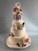 Bird cage with owls wedding cake