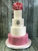 vintage rosettes and lace wedding cake Dublin Ireland bray