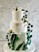 Green marble hexagon wedding cake