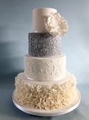 Silver Ruffels wedding cake
