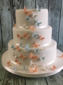 cascading butterflys wedding cake 3 tiers