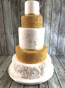 gold sequin wedding cakes