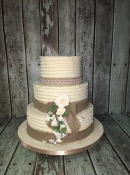 lace and burlap frosting buttercream wedding cake