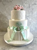 mint-green-wedding-cake-with-stripes-and-initals-