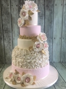 pale pink and ivory ruffles with gold