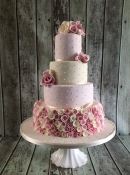 pastal rose wedding cak