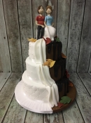 split choclate wedding cake with autum leaves