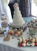 Vintage  wedding cake table and treats table