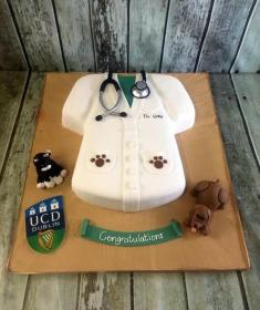 vets coat and animal birthday cake