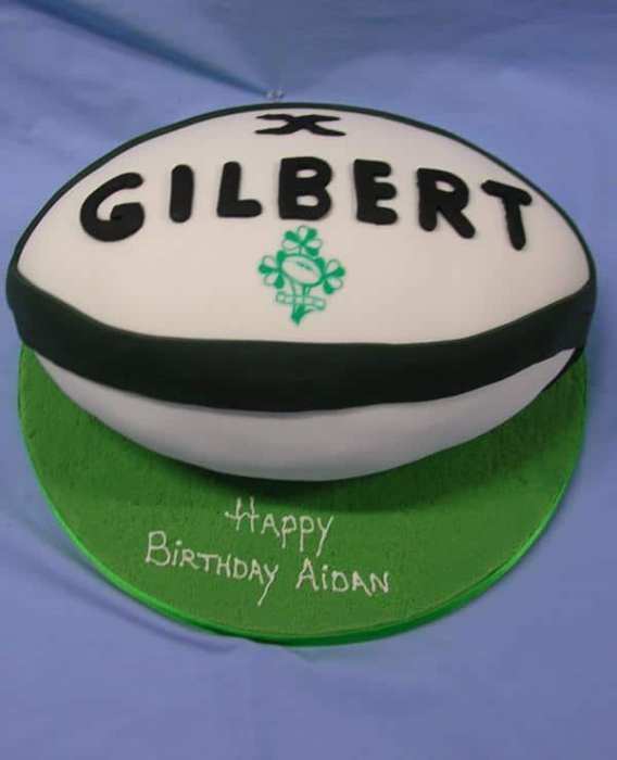 3D rugby ball birthday cake