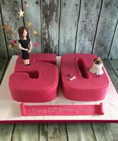 number 50 birthday cake with sugar figure