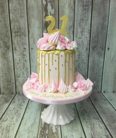 drip pink birthday cake