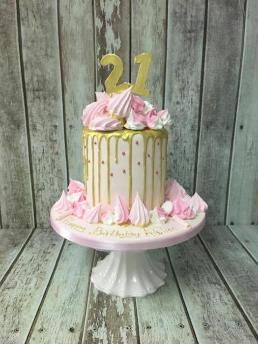 drip pink birthday cake