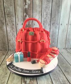 hand bag and shoe birthday cake