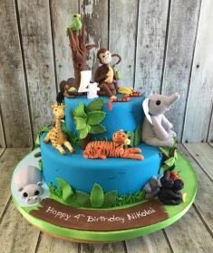 jungle animals birthday cake