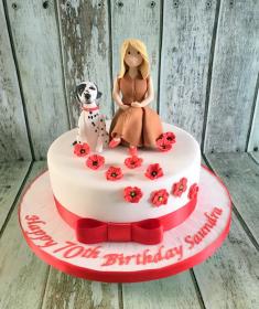 woman and dog birthday cake