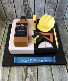 jack daniels and builder birthday cake