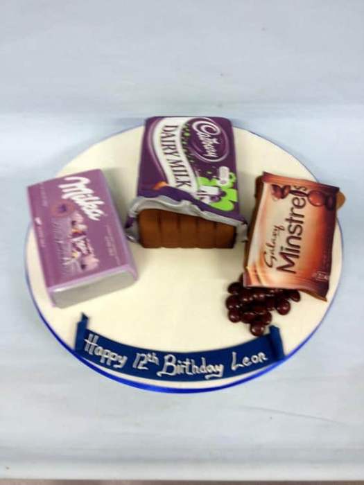 selection of bars of chocolate birthday cakes