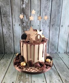 chocolate drip with chocolate decorations birthday cakes