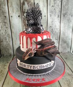 game of thrones with sugar dragons birthday cake