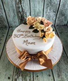 birthday cake with sugar roses