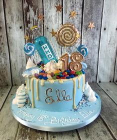blue wicked drip and sweets birthday cake