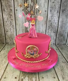 pink princess disney birthday cake