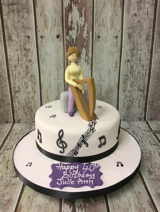 woman with a harp birthday cake