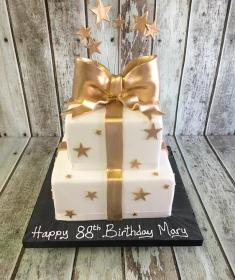 parcel birthday cake gold cake stars cake sugar bow dublin ireland