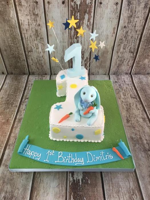 number one with rabbit figure