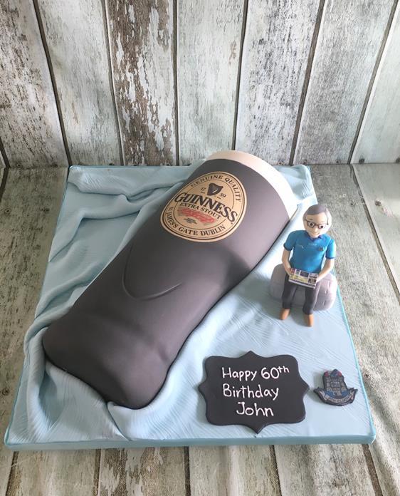 pint of guiness cake , birthday cake , sugar figure dublin ireland