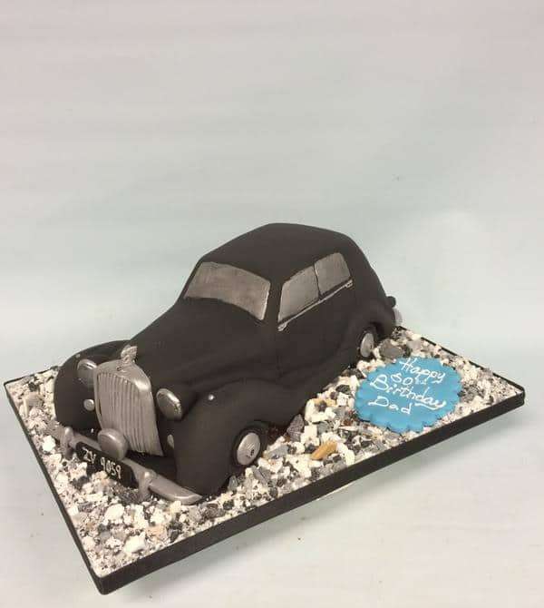 vintage car birthday cake