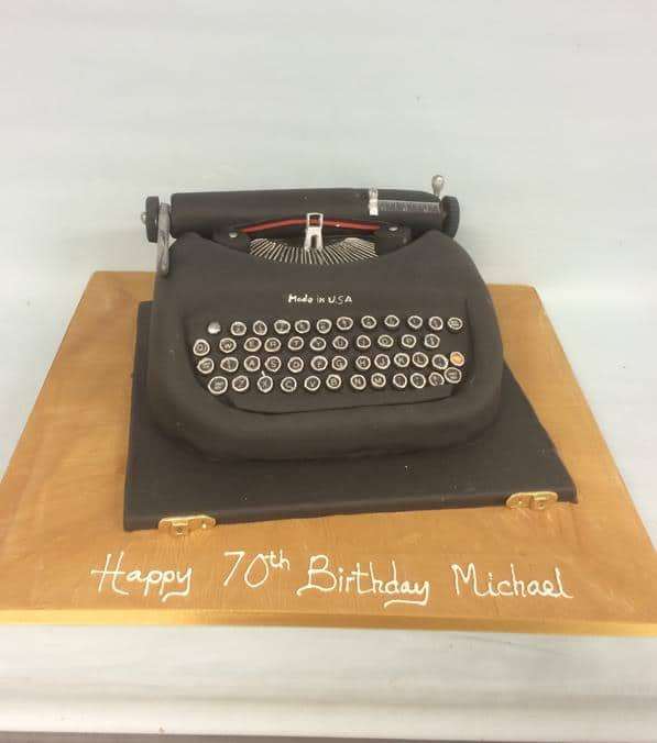 Typewriter birthday cake