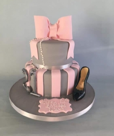 Pink & Gray 21st Birthday Cake