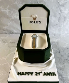 Rolex-watch-in-a-shaped-box-birthdaty-cake-