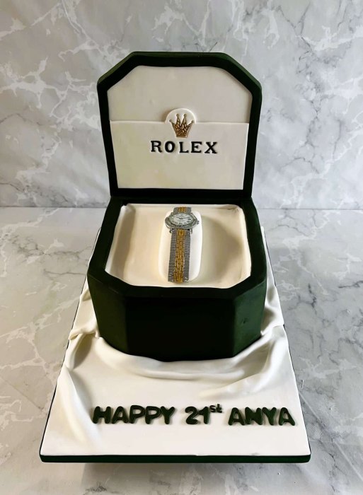 Rolex-watch-in-a-shaped-box-birthdaty-cake-