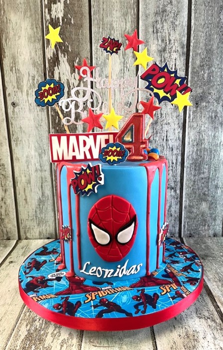 Spiderman-drip-birthday-cake-