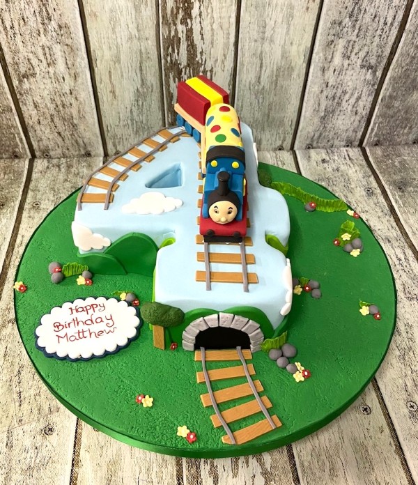 Thomas-the-Tank-Train-and-number-birthday-cake-