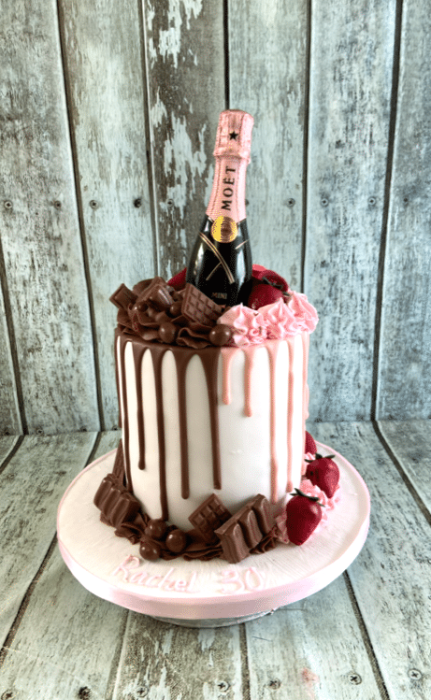 diffrent-colour-drip-birthday-cake-with-champagne