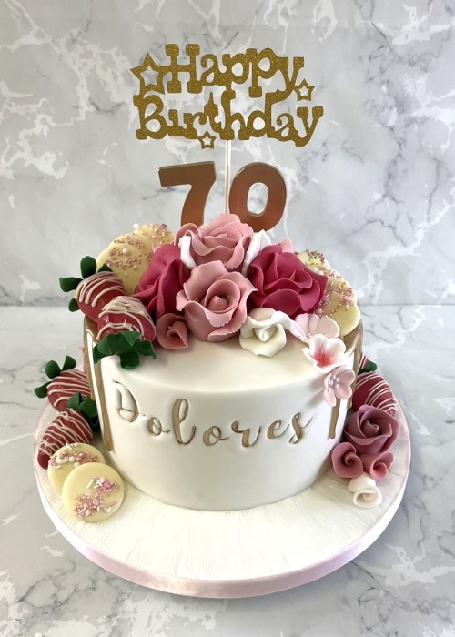 flowers-and-truffle-strawberrys-70th-bithday-cake-