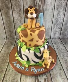 jungle 2 tier birthday cake