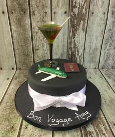 ladies birthday cake with aeroplane & cocktail glass